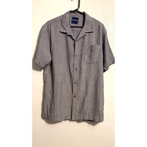 Tommy Bahama Men’s M Linen Short Sleeve Button Up Shirt Orange Blue White Check